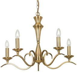 Hanging Flush Ceiling Pendant 5 Light Antique Brass Chandelier Lamp Bulb Holder