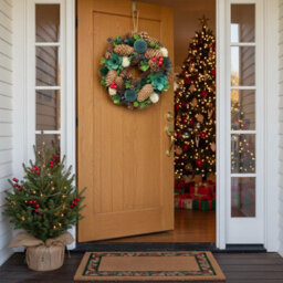 Urbn-Living Urbnliving 25Cm Teal Green Christmas Wreath Festive Decoration With Jute Hanger Traditional Pinecone Décor - thumbnail 3