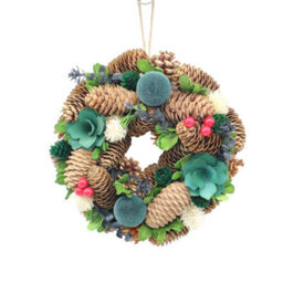 Urbn-Living Urbnliving 25Cm Teal Green Christmas Wreath Festive Decoration With Jute Hanger Traditional Pinecone Décor