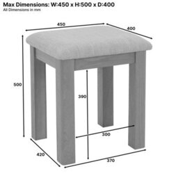 The Furniture Market Marbury Slate Grey Painted Dressing Table Stool Upholstered Natural Oatmeal Fabric Seat Pad Timeless Charm For Any Bedroom - thumbnail 4