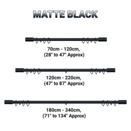 A.unique Home Plain Barrel Metal Extendable Curtain Pole With Rings And Fittings (25/28mm) - Matte Black, 120Cm - 220Cm Approx - thumbnail 6