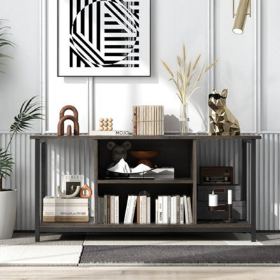 Grey Tv Console Table With Open Shelf 106Cm Media Cabinet Entertainment Center - image 1