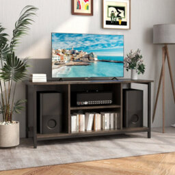 Grey Tv Console Table With Open Shelf 106Cm Media Cabinet Entertainment Center - thumbnail 3