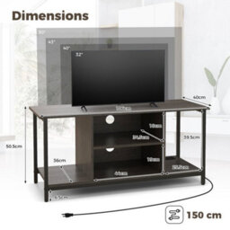 Grey Tv Console Table With Open Shelf 106Cm Media Cabinet Entertainment Center - thumbnail 2