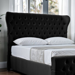 UKBEDFURNITURE Isabella Black Slatted Base Upholstered Gas Lift Ottoman Storage Bed -  With 48 Inch Headboard - thumbnail 2