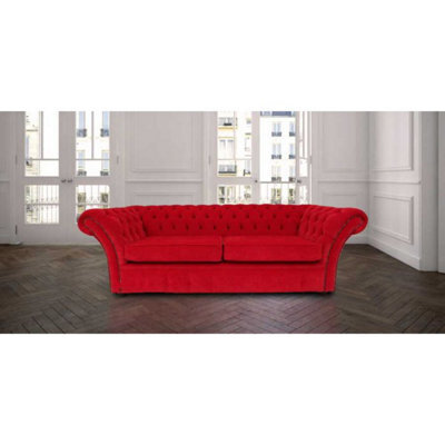 Chesterfield 3 Seater Pimlico Rouge Red Fabric Sofa Bespoke In Balmoral Style - image 1