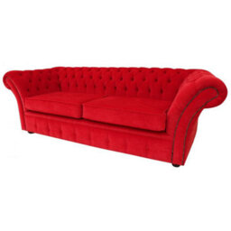 Chesterfield 3 Seater Pimlico Rouge Red Fabric Sofa Bespoke In Balmoral Style - thumbnail 3