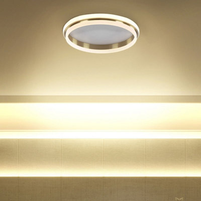 Beliani Ceiling Led Ring Light 64Cm - Gold Metal Frame, Opal Acrylic Shade, Warm White, Flush Mount - image 1