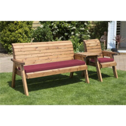 Marlborough Wooden 4 Seat Straight Companion Set With 1 X Winchester Cushion Burgundy & 1 X Chair Cushion Burgundy