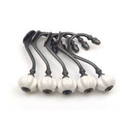 Oakcrafts - Pack Of 5 Ceramic Tipped Coat Hooks Shabby Chic White - thumbnail 2