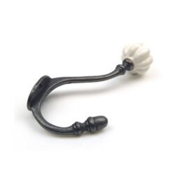 Oakcrafts - Pack Of 5 Ceramic Tipped Coat Hooks Shabby Chic White - thumbnail 3