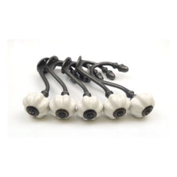 Oakcrafts - Pack Of 5 Ceramic Tipped Coat Hooks Shabby Chic White - thumbnail 1