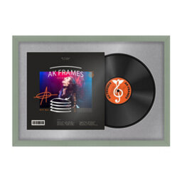 "AK Frames 25X17"" Green Classic Vinyl Record Frame With Mid Grey Mount For 12 Inch Lp Cover & Disc - Overlapped Design" - thumbnail 1