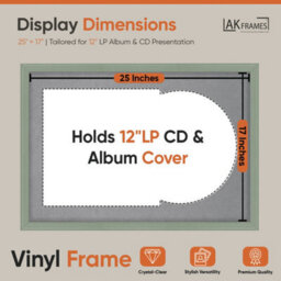 "AK Frames 25X17"" Green Classic Vinyl Record Frame With Mid Grey Mount For 12 Inch Lp Cover & Disc - Overlapped Design" - thumbnail 2