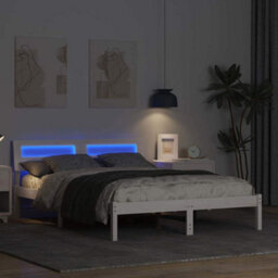 Berkfield Modern With Led Strip Lights White 120 X 190 Cm Solid Pine Wood - thumbnail 4