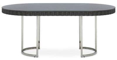 Orsina Grey High Gloss Dining Table, Stainless Steel Dining Room Table, Rounded Sides Kitchen Table For Dining - image 1