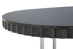 Orsina Grey High Gloss Dining Table, Stainless Steel Dining Room Table, Rounded Sides Kitchen Table For Dining - thumbnail 4