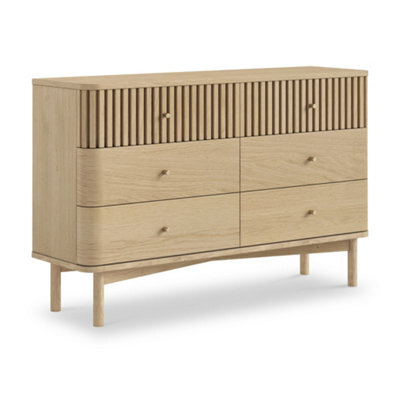 Finch Oak Slatted 6 Drawer Wide Chest By Roseland Furniture - image 1