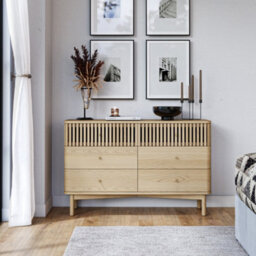 Finch Oak Slatted 6 Drawer Wide Chest By Roseland Furniture - thumbnail 2