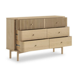 Finch Oak Slatted 6 Drawer Wide Chest By Roseland Furniture - thumbnail 3