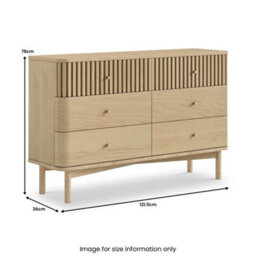 Finch Oak Slatted 6 Drawer Wide Chest By Roseland Furniture - thumbnail 8