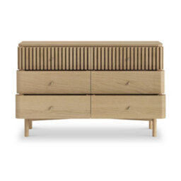 Finch Oak Slatted 6 Drawer Wide Chest By Roseland Furniture - thumbnail 7