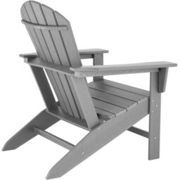 Tectake Garden Chair With Footstool - Adirondack Design, High Backrest, Wide Armrests - Light Grey - 1 - thumbnail 4