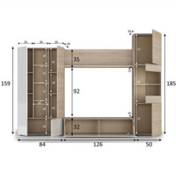 Direct Furniture Suppliers Ltd Modern Oak & White Tv Unit With Glass Details And Led Lights- Media Storage For Living Rooms - thumbnail 8