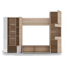 Direct Furniture Suppliers Ltd Modern Oak & White Tv Unit With Glass Details And Led Lights- Media Storage For Living Rooms - thumbnail 5