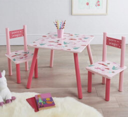 Spot On Dealz Wooden Table And 2 Chairs Kids Set Sturdy Furniture For Toddlers, Pre-Schoolers  Perfect For Playroom, Bedroom, Study.