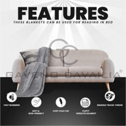 Gc Gaveno Cavailia Luxury Faux Fur Throw 200X240 Cm Silver Fleece Blanket For King Bed & Sofa Bed - thumbnail 4