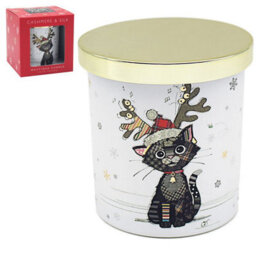 Cashmere & Silk Scented Candle Cat Design Christmas Gift Decorative Jar Candle