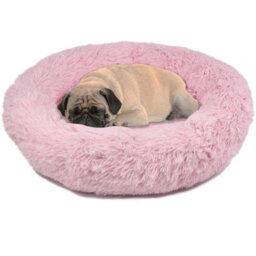 Actiaspet Dog Cat Bed Fluffy Donut Kitten Puppy Pet Cushion Calming Mattress Pink M