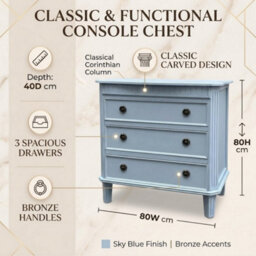 Minster 68Cm 3 Drawer Chest Of Drawers - L40 X W60 X H78 Cm - thumbnail 2