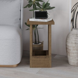Decortie Tasos Modern Slim Side End Coffee Table 30Cm Particle Board Legs Dark Oak Effect Living Room H 50.5Cm - thumbnail 3