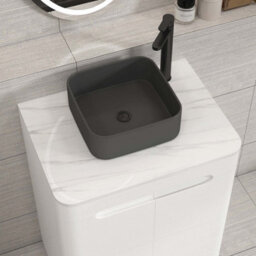 Royal Bathrooms Venice 600mm Gloss White Freestanding Bathroom Countertop Vanity Unit 2 Door With Art Square Basin - thumbnail 6