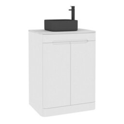 Royal Bathrooms Venice 600mm Gloss White Freestanding Bathroom Countertop Vanity Unit 2 Door With Art Square Basin - thumbnail 7