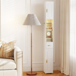 Gainoom 180 Cm Tall Bathroom Cabinet White Narrow Storage Organizer W/ 3 Doors - thumbnail 3