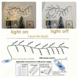 1.8M 96 Led Wall Tree Enchanted Willow Vine Lights Bendable Branch Usb Fairy Lighting - thumbnail 2