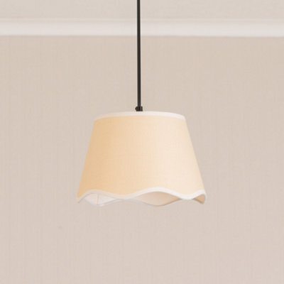 Valuelights Dutton Natural Fabric White Trim Scallop Edge Ceiling Floor Table Small Lamp Shade (D)25Cm - image 1