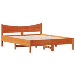 Berkfield Bed Frame Without Mattress Wax Brown 150X200 Cm King Size Solid Wood Pine - thumbnail 3