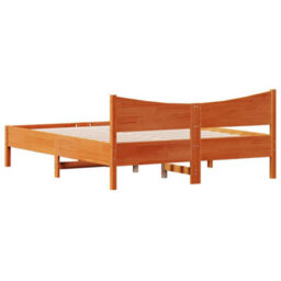 Berkfield Bed Frame Without Mattress Wax Brown 150X200 Cm King Size Solid Wood Pine - thumbnail 6