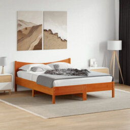 Berkfield Bed Frame Without Mattress Wax Brown 150X200 Cm King Size Solid Wood Pine - thumbnail 1