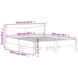 Berkfield Bed Frame Without Mattress Wax Brown 150X200 Cm King Size Solid Wood Pine - thumbnail 9