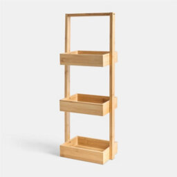 Ohs 3 Tier Bamboo Shower Caddy Freestanding Bathroom Storage Organiser - thumbnail 4
