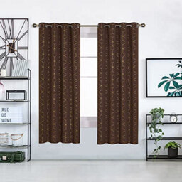 Deconovo Blackout Eyelet Curtains Gold Diamond Printed Thermal Insulated Curtains For Living Room, 52 X 72 Inch, Chocolate, 1 Pair - thumbnail 2