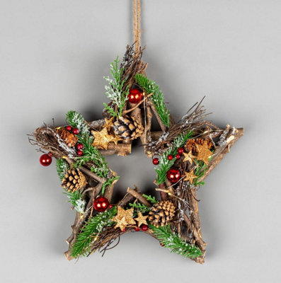 Shatchi 35Cm B/o Led Twig Hanging Star Red/brown - image 1