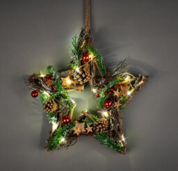 Shatchi 35Cm B/o Led Twig Hanging Star Red/brown - thumbnail 2