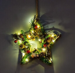 Shatchi 35Cm B/o Led Twig Hanging Star Red/brown - thumbnail 3