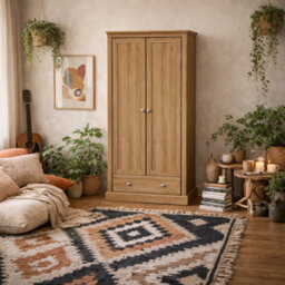 Wyld Haus Ardee Natural Oak 2-Door Wardrobe With Drawer - thumbnail 1